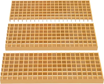 Image de Grille de gouttière - Grille d'écoulement en PRV - 3 pièces - 80 × 24 × 3,8 cm - Maillage 3,1 × 3,1 cm - Charge admissible 500 kg - Jaune