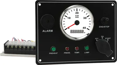 Image de Tableau de bord bateau avec Tahcomètre Multifonction 4000RPM Moteurs Stop Start ON OFF Water Temp Alarm IP67 Waterproof 12V