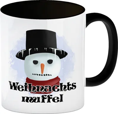 Produktbild von Weihnachtsmuffel witzige Kaffeetasse mit lustlosem Schneemann Motiv