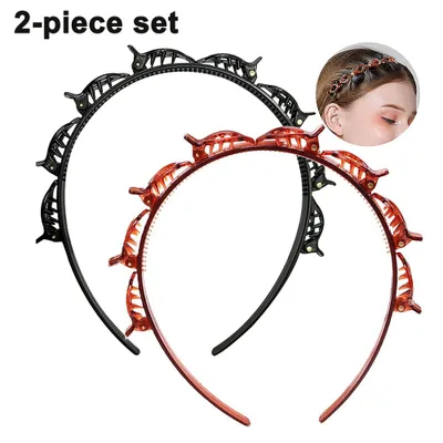 Produktbild von 2 Stücke Haarband mit Twist Clip,  Hairstyle Hairpin, Frisurenhilfe Haarreif Rutschfeste, Haarreifen Haarnadel Stirnband Klammern