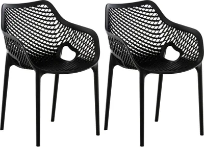 Produktbild von CLP Gartenstuhl Air XL 2er Set - Modernes Design, Kunststoff, Wetterfest, Stapelbar schwarz