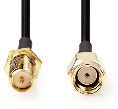 Produktbild von Nedis Antennenkabel - RP SMA-Stecker - RP SMA-Buchse - Vergoldet - 50 Ohm - Einzeln geschirmt - 1.00 m - Rund - PVC - Schwarz - Label