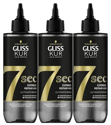 Produktbild von 3 x Schwarzkopf Gliss Kur 7 Sec Express Kur Ultimate Repair je 200ml