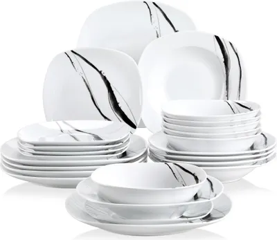 Produktbild von VEWEET, 'Teresa', 24-tlg Tafelservice, Porzellan Geschirrset mit Schalen, Dessertteller, Speiseteller und Suppenteller, Kombiservice für 6 Personen