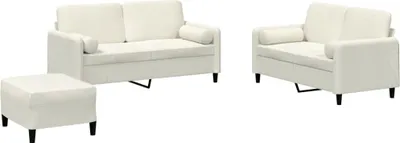 Produktbild von 3-tlg. Sofagarnitur mit Kissen Creme Samt