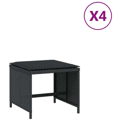 Immagine prodotto di Sgabelli da Giardino con Cuscini 4pz Neri 40x40x35cm Polyrattan