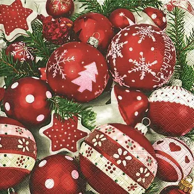 Produktbild von 20 Servietten Snow white in red - Schneeweiss in Rot 33x33cm
