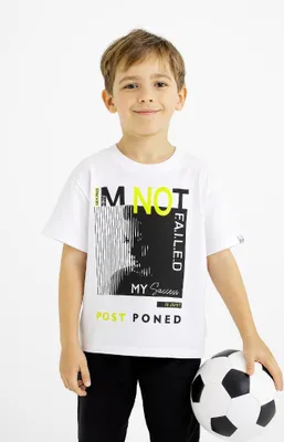Produktbild von T-Shirt für Jungen – 100 % Baumwolle – Größe  134,  Alter 9 Jahre – weiß