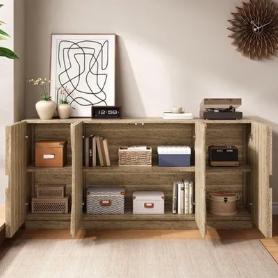 Immagine prodotto di Mobiletto da ingresso/buffet - 160x40x80 cm - Pannello di particelle di legno - Design moderno e minimalista - Arredamento per il soggiorno