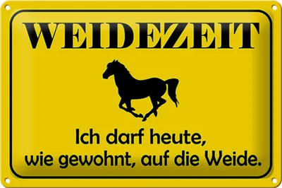Produktbild von Blechschild Hinweis 30x20cm Weidezeit Pferd