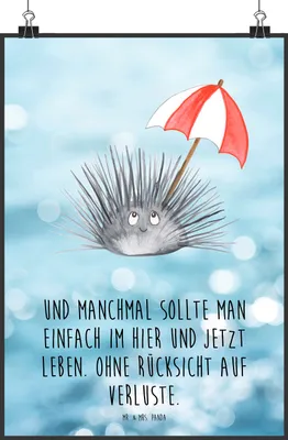 Produktbild von Mr. & Mrs. Panda Bild Seeigel DIN A3 - Oceanblue - Geschenk, Plakat, Leben, Wandbild, Lebe, wanddeko, Meer, Achtsamkeit, Posterdruck, Selbstliebe, Selbstakzeptanz, drucke