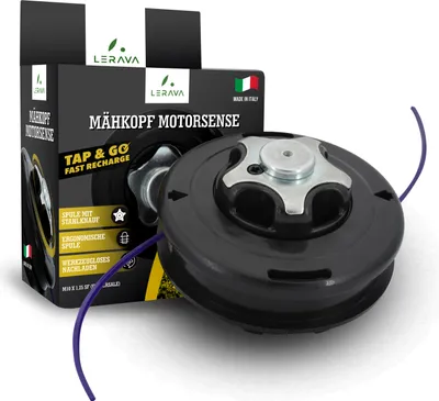 Produktbild von LERAVA® Fadenkopf für Motorsense - M10x1.25 LG - Einfaches Tap & Go System - Trimmerkopf mit robusten Stahlknauf - 100% Italy