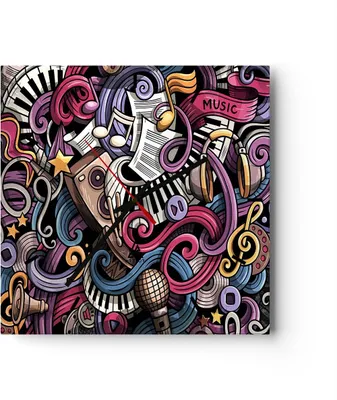 Produktbild von Wanduhr - Quadrat - Glasuhr - Graffiti modern - 30x30cm - Schleichendes Uhrwerk - Lautlos - zum Aufhängen bereit - Dekoration Modern - Wanddekoration aus Glas - C3AC30x30-4015