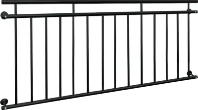 Produktbild von Francúzsky balkón ECD Germany, 90x184 cm, so 14 výplňovými tyčami, čierne matné a drsné, práškovo lakované oceľové balkónové zábradlie