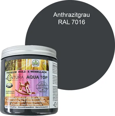 Produktbild von Contura 250ml. Möbellack Lack für Kinderspielzeug Buntlack DIN EN71/3 Buntlack Holzlack - RAL 7016 Anthrazit Grau
