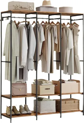 Immagine prodotto di Appendiabiti aperto con barra appendiabiti – acciaio/legno – 194 kg – 40 x 141 x 180 cm