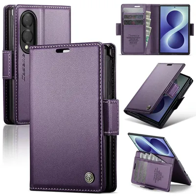 Obrázek produktu pro Pouzdro pro Samsung Galaxy Z Fold 8, RFID Blokování Karet, Pokročilé Flip Kožené Pouzdro s Funkcí Stojánku Fialová