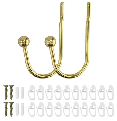 U-förmige Gardinenhalter, gold, 2 Stück + 20 Gleiter, 15x9 cm