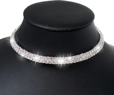 Produktbild von Kette silber Strass Choker Collier 2-reihig Schmuck Strasscollier K2036