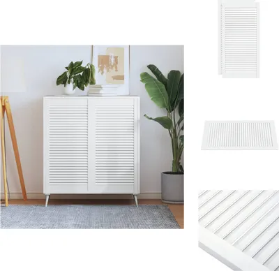 Zdjęcie produktu dla vidaXL Drzwiczki szafki z listwami 2 szt. białe 99,3x49,4 cm lite drewno - Drzwiczki szafki