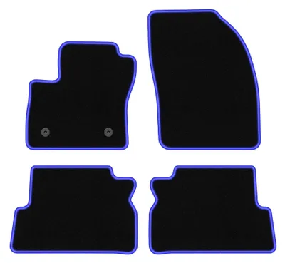 Zdjęcie produktu dla Dywaniki samochodowe welurowe CARLUX-BLUE do: Ford C-MAX MK2 (2011-2015, minivan) czarne z niebieskim obszyciem, z mocowaniami