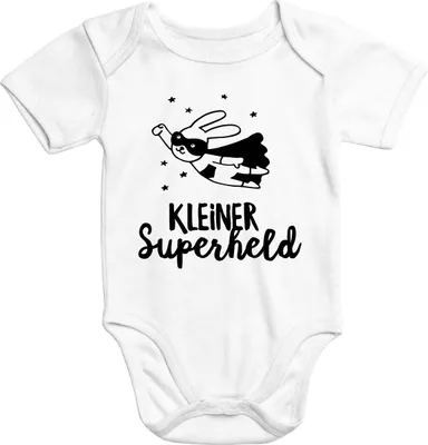 Produktbild von kurzarm Baby Body Kleiner Superheld Einteiler Babybody Baumwolle Moonworks® 3-6 Monate