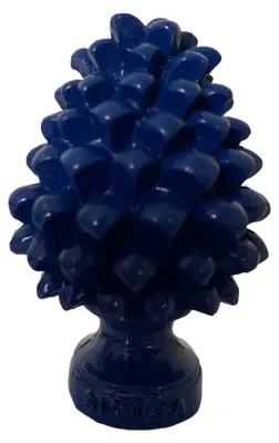Dekorative sizilianische Tannenzapfen, Glas, 7 cm, elektrisch-blau