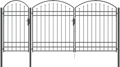 Obrázok produktu pre vidaXL Záhradná brána s oblúkovým vrchným dielom, Assen, sivá, 400 x 125 cm, oceľ