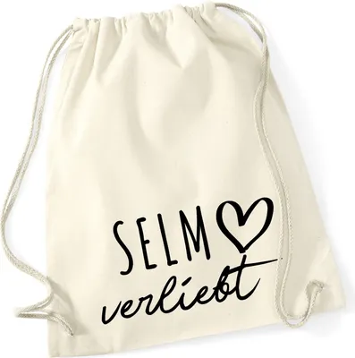Produktbild von Huuraa Turnbeutel Selm verliebt 12 Liter Natural Baumwolle Rucksack Geschenkidee
