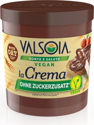 Produktbild von Valsoia la Crema ohne Zuckerzusatz – die vegane Aufstrichcreme 200 g / Haselnusscreme