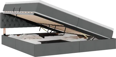 Obrázek produktu pro Postel s úložným prostorem a matrací Tmavě šedá 200 x 200 cm