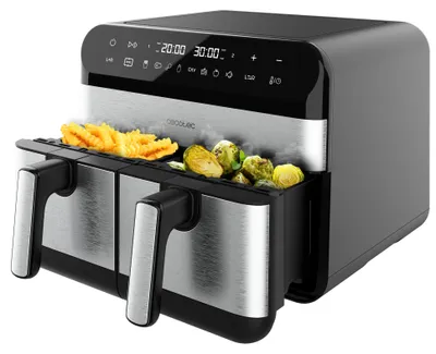 Produktbild von Cecotec Advance 9000, Heißluftfritteuse, 9 l, 30 °C, 200 °C, Doppel, Schwarz, Edelstahl