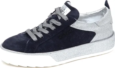 Produktbild von E3022 sneaker donna HOGAN REBEL R320 scarpe blu/argento glitter shoe woman