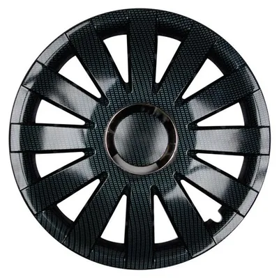 Produktbild von 4x PREMIUM DESIGN Radkappen Radzierblenden Zierblenden 14 ZOLL Onyx Carbon Look