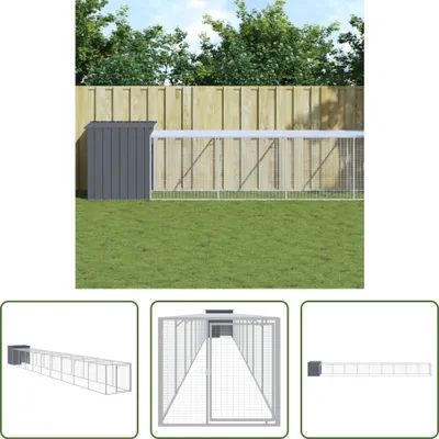 Image de The Living Store Cage à poules avec enclos Anthracite 110x1017x110cm Acier galvanisé