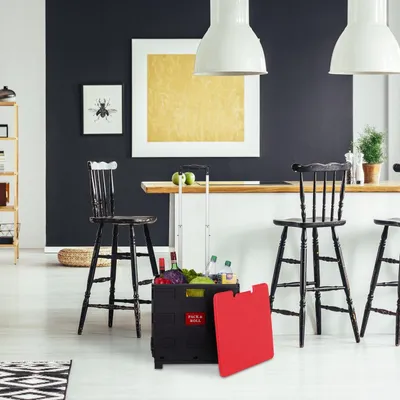 Produktbild von Zusammenklappbarer Einkaufswagen mit Rädern, 35 kg Tragkraft