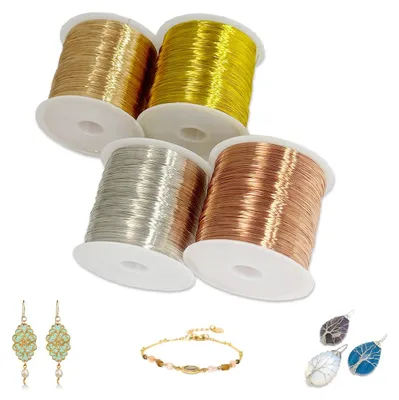 Schmuckdraht 4 Spulen, 0,3 mm, Gold, Silber, Roségold, Kupfer