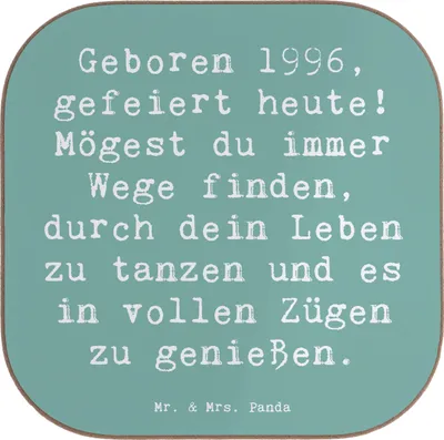 Produktbild von Mr. & Mrs. Panda Tischuntersetzer Spruch 1996 Geburtstag - Meeresbrise - Geschenk, Personalisierte Geschenke, Coaster, Lebensfreude, bieruntersetzer, Abenteuer, Alter