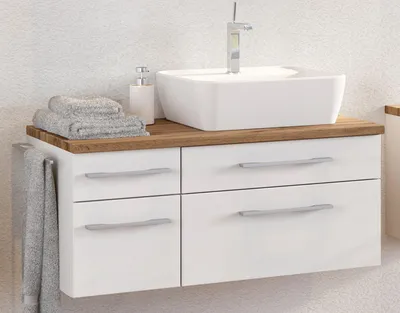 Produktbild von Waschbeckenunterschrank Badschrank Unterschrank Schrank Badmöbel "Davos IV" Weiß/Weiß-Matt