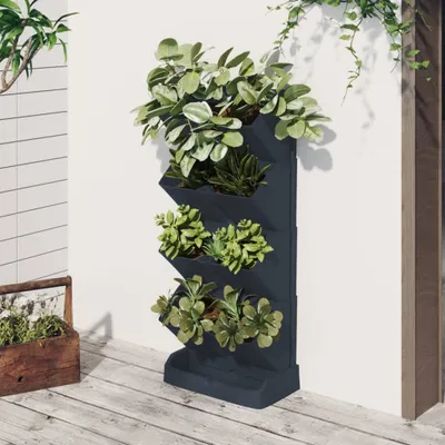 Image de Maison Exclusive - Ensemble de 4 jardinières verticales, anthracite, polypropylène
