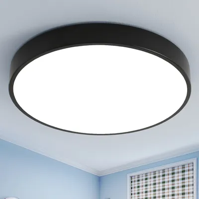Produktbild von Style home, Deckenleuchte, Schwarz, Ø50x4cm, Ultraslim, rund, Wohnzimmer, Schlafzimmer, Küche, Büro, Diele, Flur, Metall-Acryl, 48 LEDs