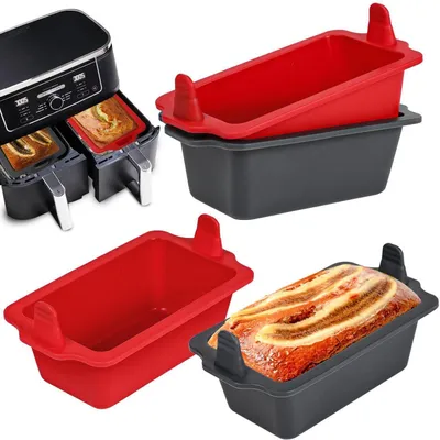 Image de Moule à cake en silicone pour friteuse à air, lot de 4 | 14,5 x 8,3 x 5,5 cm