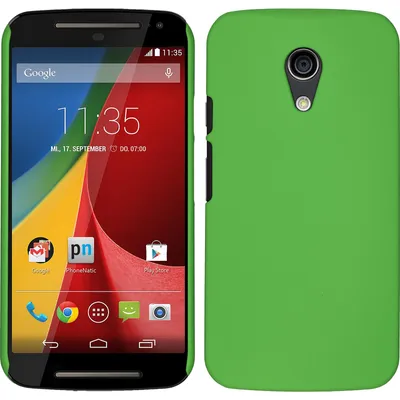Produktbild von PhoneNatic Case kompatibel mit Motorola Moto G 2014 2. Generation - Hülle grün gummiert Hard-case + 2 Schutzfolien
