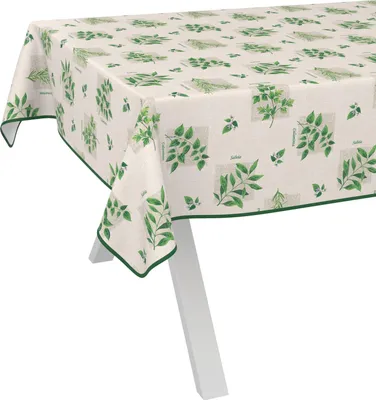 Produktbild von Tischdecke Botanic Kräuter Beige Grün 120x140cm mit Band-Kante Wachstuch abwaschbar