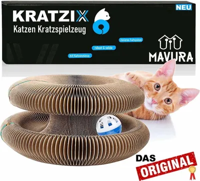 Produktbild von KRATZIX Katzenspielzeug Kratzspielzeug Kratzpappe Katzenkratzbrett faltbar Minze