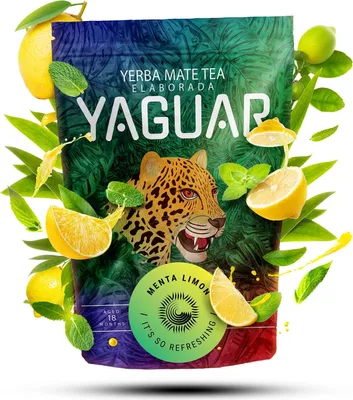Produktbild von Yaguar - Mate Tee Menta Limon 500g - Mit Minze, Zitronengras - Luftgetrocknet - Mild, Wenig Staub - Yerba Mate Brasilien - 18 Monate Gereift