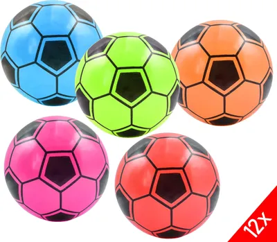 Produktbild von 12x Fußball Ø 21cm Kunststoff Ball Kinder Wasserball Kunststoffball Spielball Fussball Strandball Beachball Pool Wurfmaterial Strand Schwimmen Pool