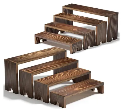 Treppenregal aus Massivholz, 4 Ebenen, braun, 36x8,5x19,5 cm