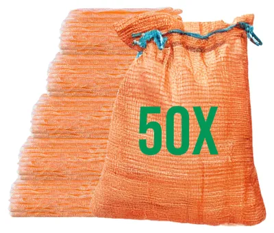 Produktbild von Bazko 50x Raschelsäcke 42x60 cm 15 kg | orange | Netzsäcke mit Zugband