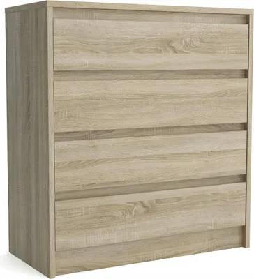 Produktbild von Kommode - mit 4 Schubladen - Eiche Sonoma - 75,2 x 82 x 35 cm B/H/T - Moderne Sineboard - für Wohnzimmer - Schlafzimmer - Aston 4s